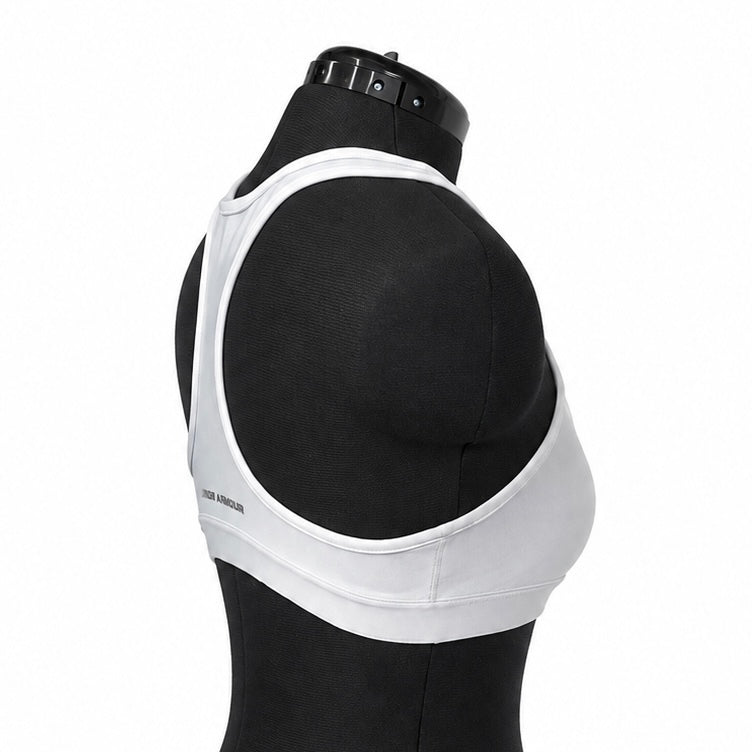 Under Armour White & Silver Metallic Logo Pullover Racerback Sports Bra (XL)