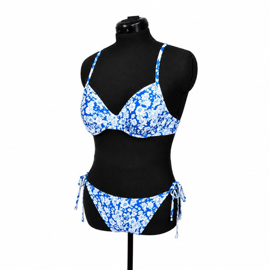 Blue & White Floral Bikini (L)