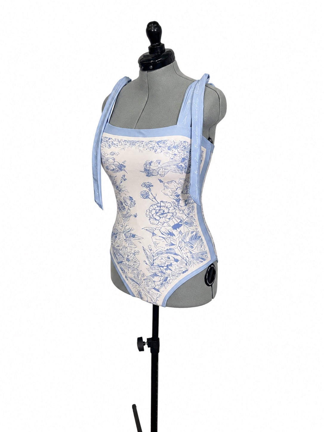 Light Blue Colorful Floral Reversable One Piece Swimsuit (XL)