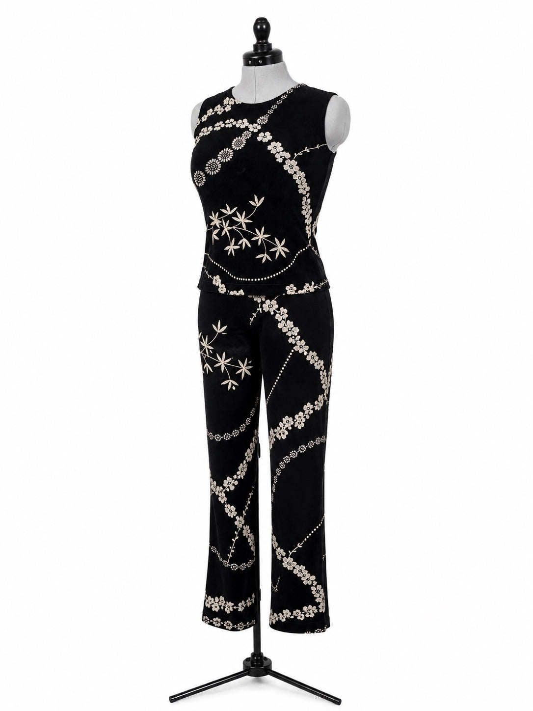Softwear By Mark Singer Black & Gold Floral Cloth Tank, LongSleeve & Pant Set(S)