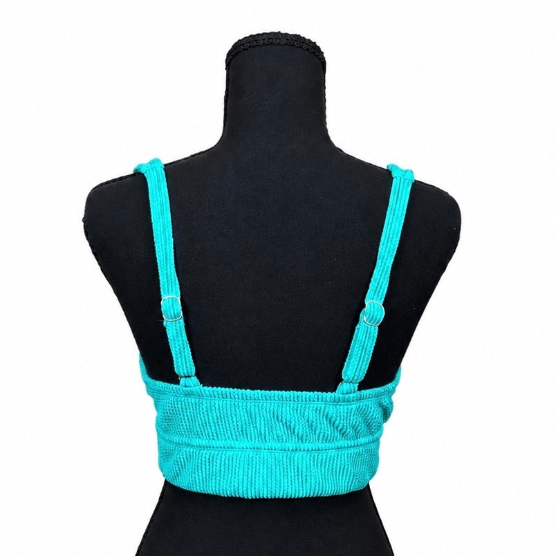 Kona Sol Teal Pucker Textured Bikini Top (M)
