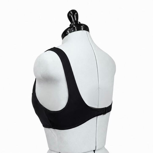 Shade & Shore Black One Shoulder Mesh Swim Top with Removable Pads (M)