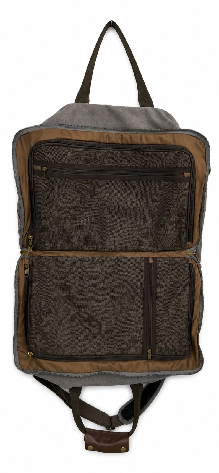 S-Zone Oversized Leather Canvas Duffle/Weekend Bag  (Gray & Brown)