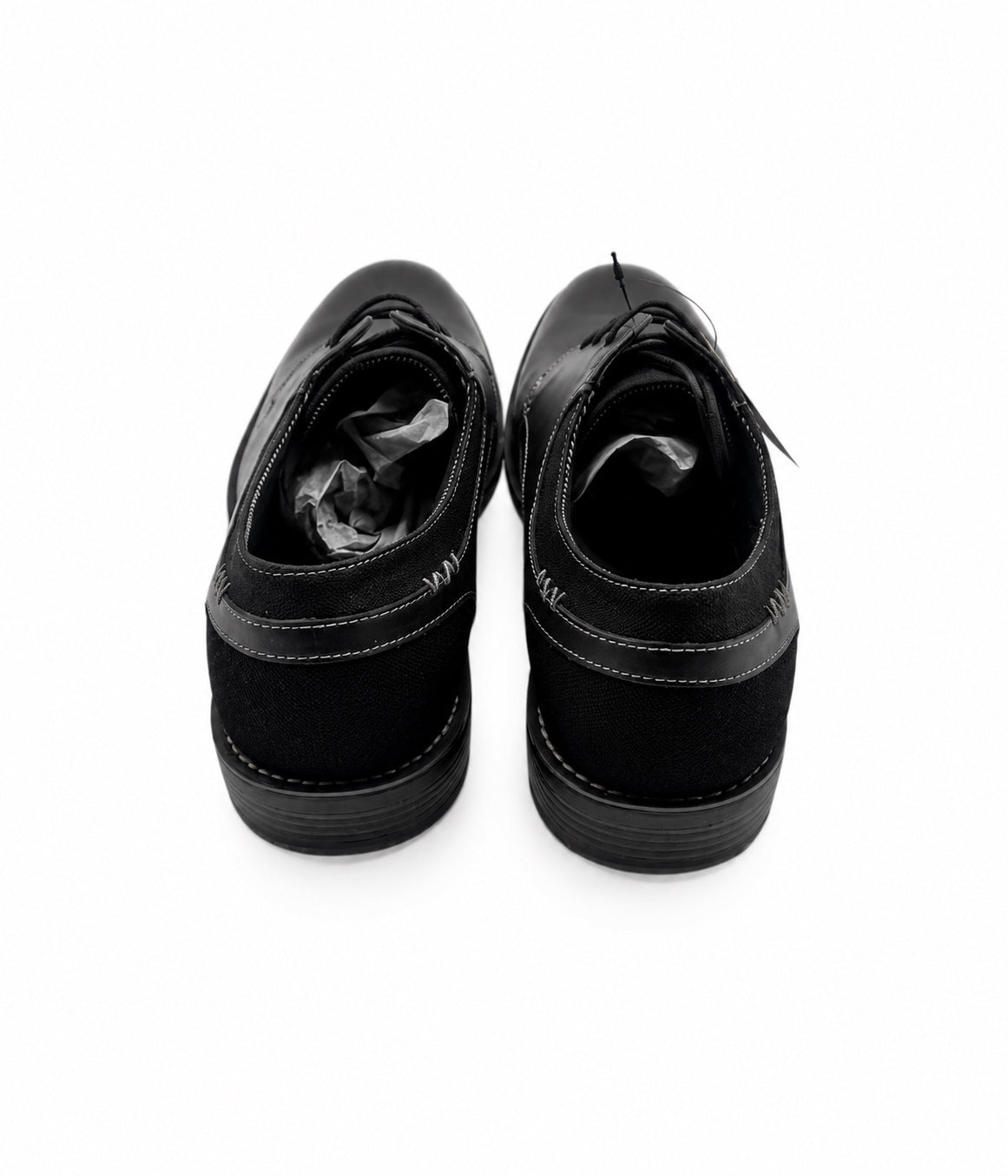 Jousen Milan Black Leather Plain Toe Derby Lace Up Dress Shoe (M 13)