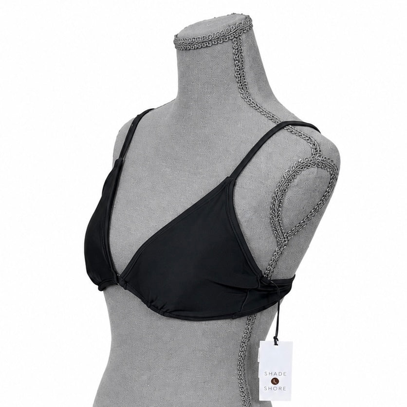 Shade & Shore Black Bikini Top with Gold Accents and Removable Pads (S)