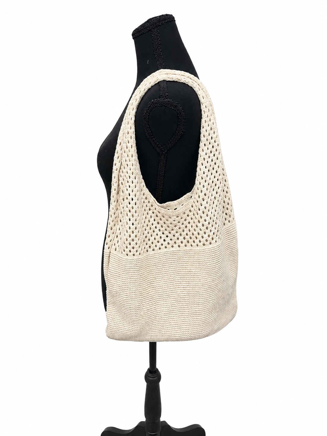 Medium Sized Cream Knitted Beach Bag