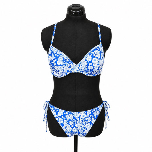 Blue & White Floral Bikini (L)