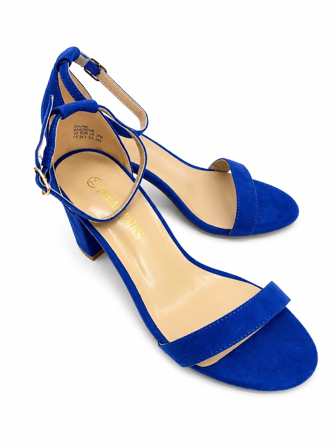 Dream Paris Blue Chunk Low Heel Open Toe Pumps (US Women's 7.5)