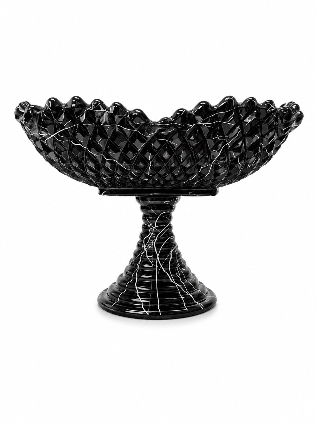 Black w/ White Webbed Dessign Deccorative Dish