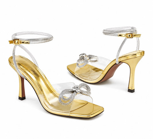Coleter Gold Patent & Gem Thin Heeled Sandals (Size 11)