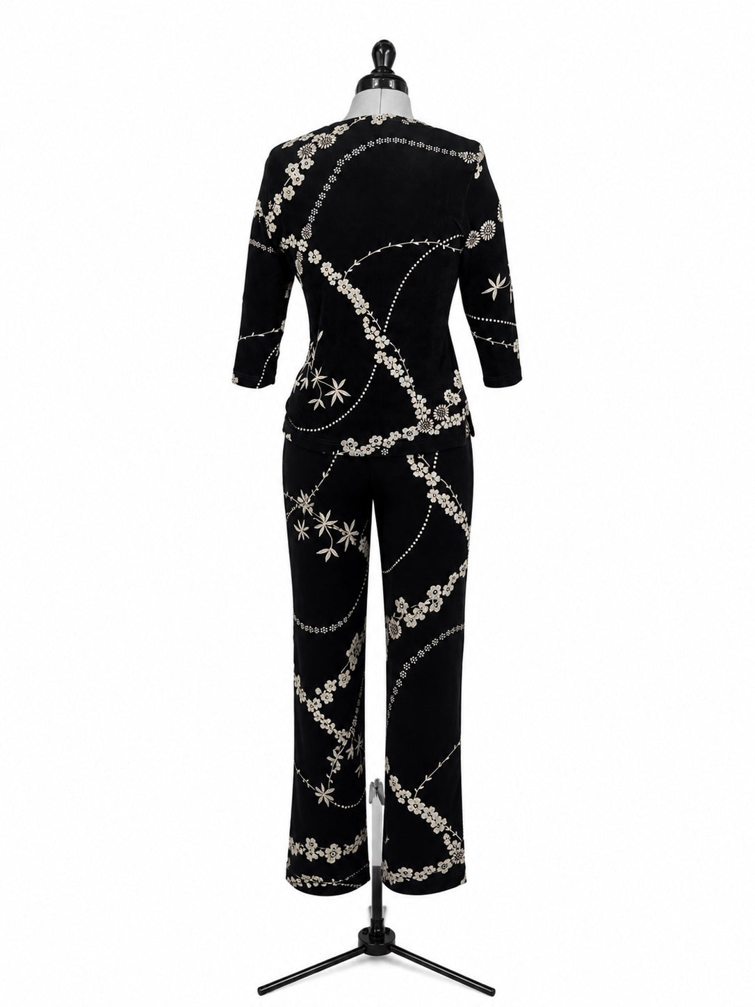 Softwear By Mark Singer Black & Gold Floral Cloth Tank, LongSleeve & Pant Set(S)