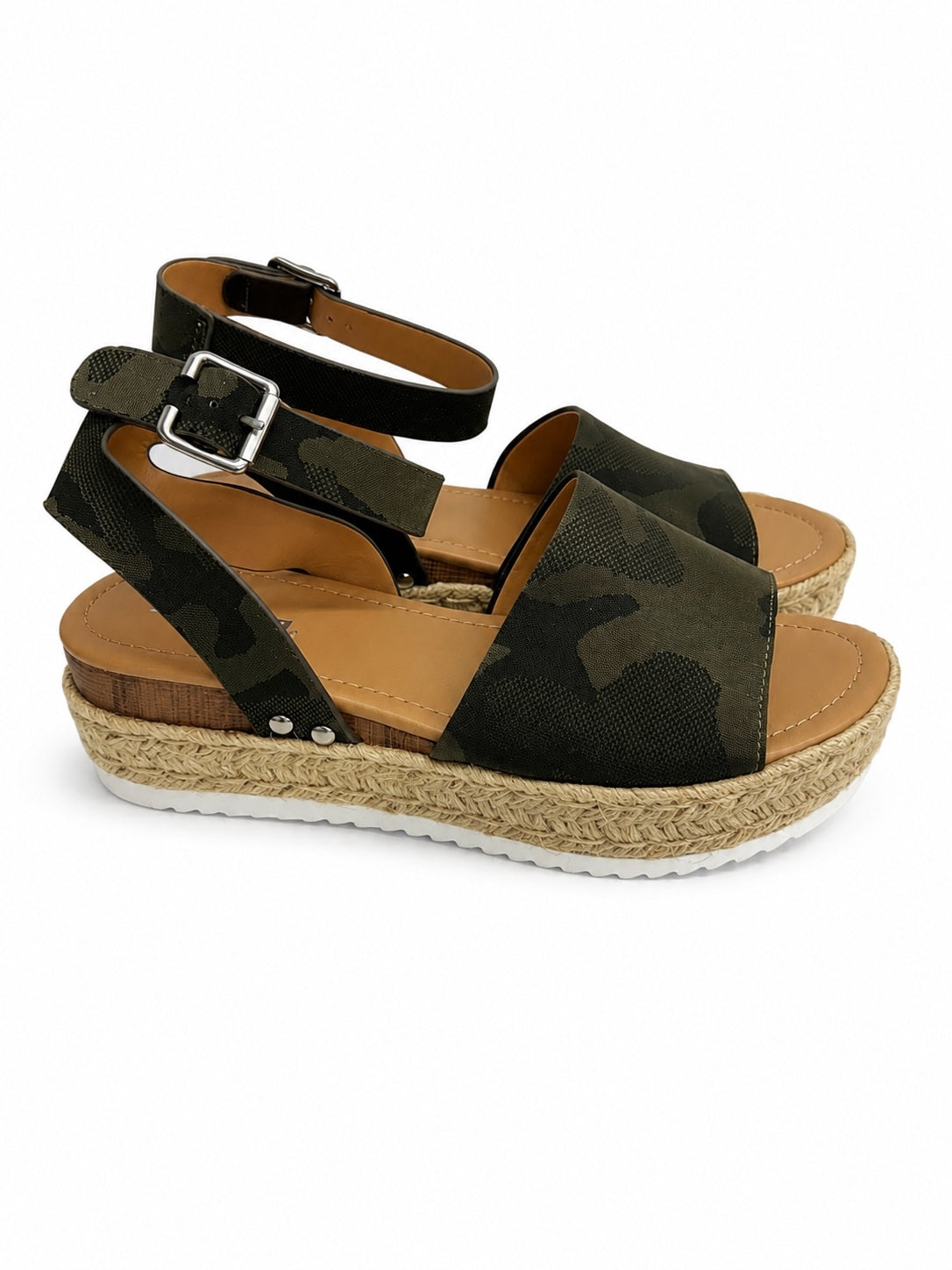 Soda Topic Camouflage Open Toe Ankle Strap Sandal (Size 9)