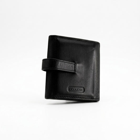 Coach Black Leather Mini Trifold Leather Wallet