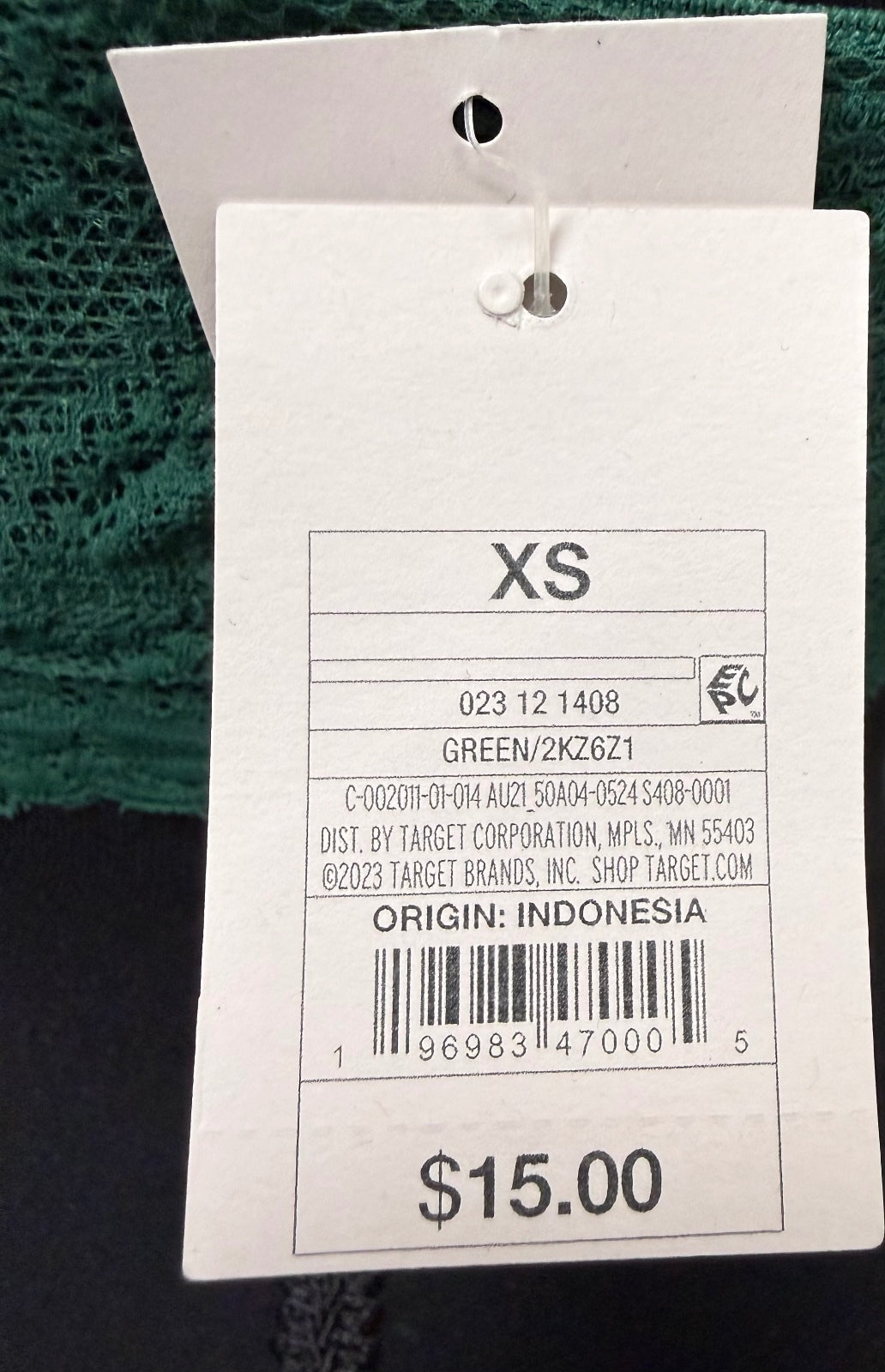 Auden Green Unlined Racerback Bralette (XS)