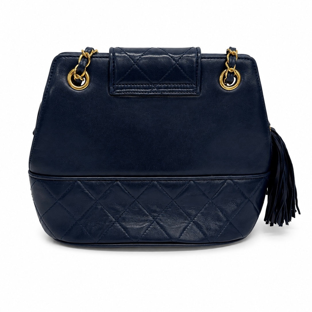 Chanel Vintage Dark Navy Quilted Leather Shoulder Bag