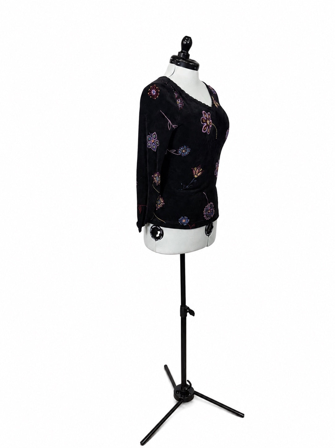 Softwear by Mark Singer Black Floral Blouse & Pants Set (S)