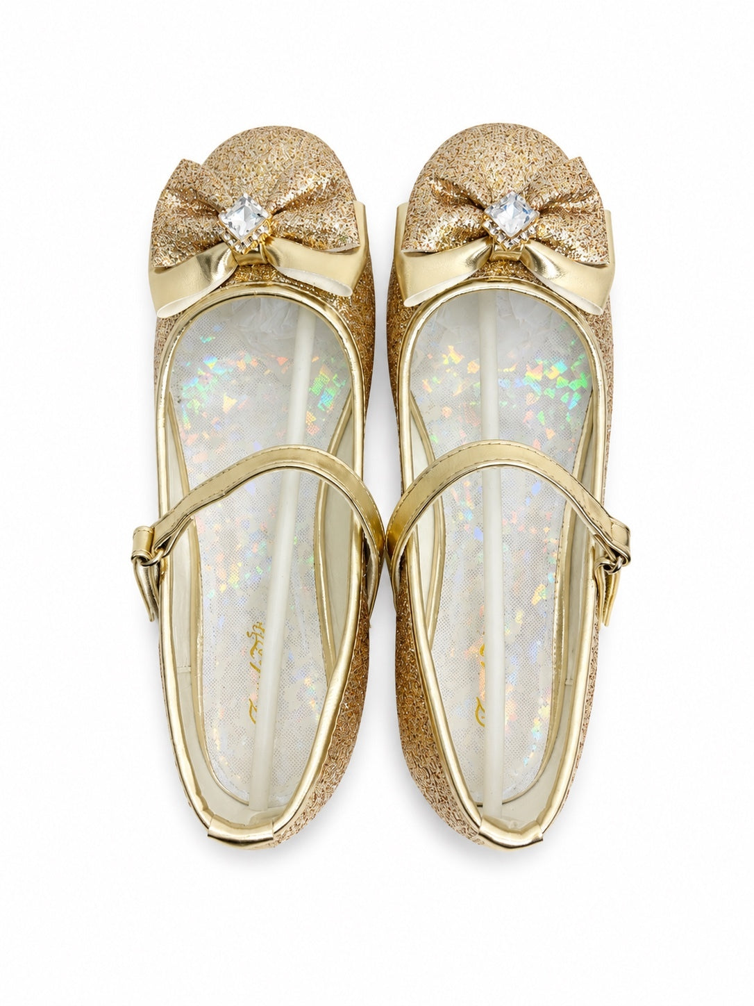 Furdeour Gold Sparkle & Bow Closed Toe Shoes (Child's Size 3)