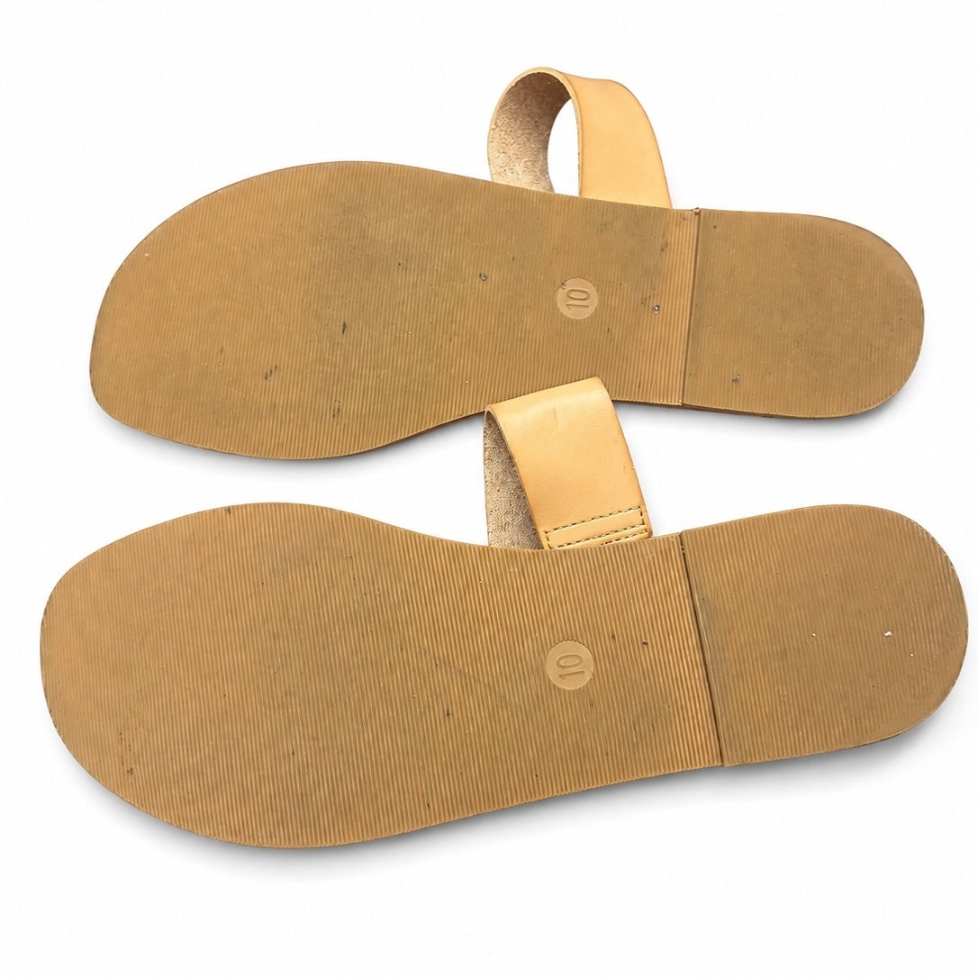 Universal Thread Tan Freya Two Band Slide Sandals (W 10)