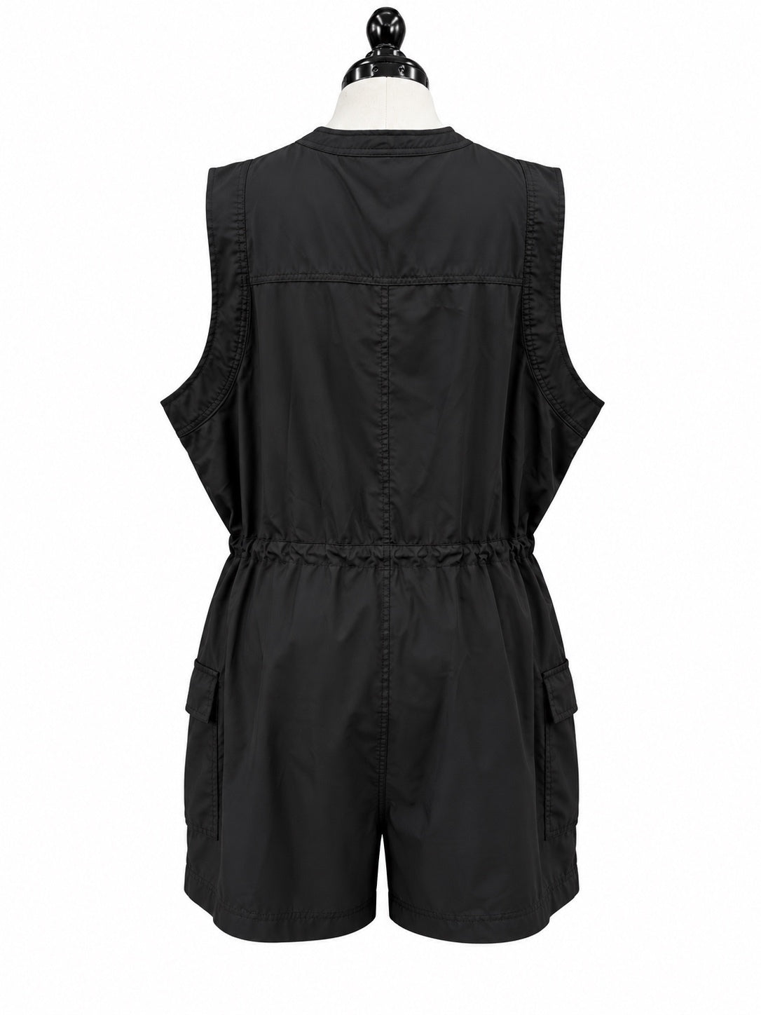 Old Navy Black StretchTech Dry Quick Sleeveless Zip-Front Cargo Romper (XXL)