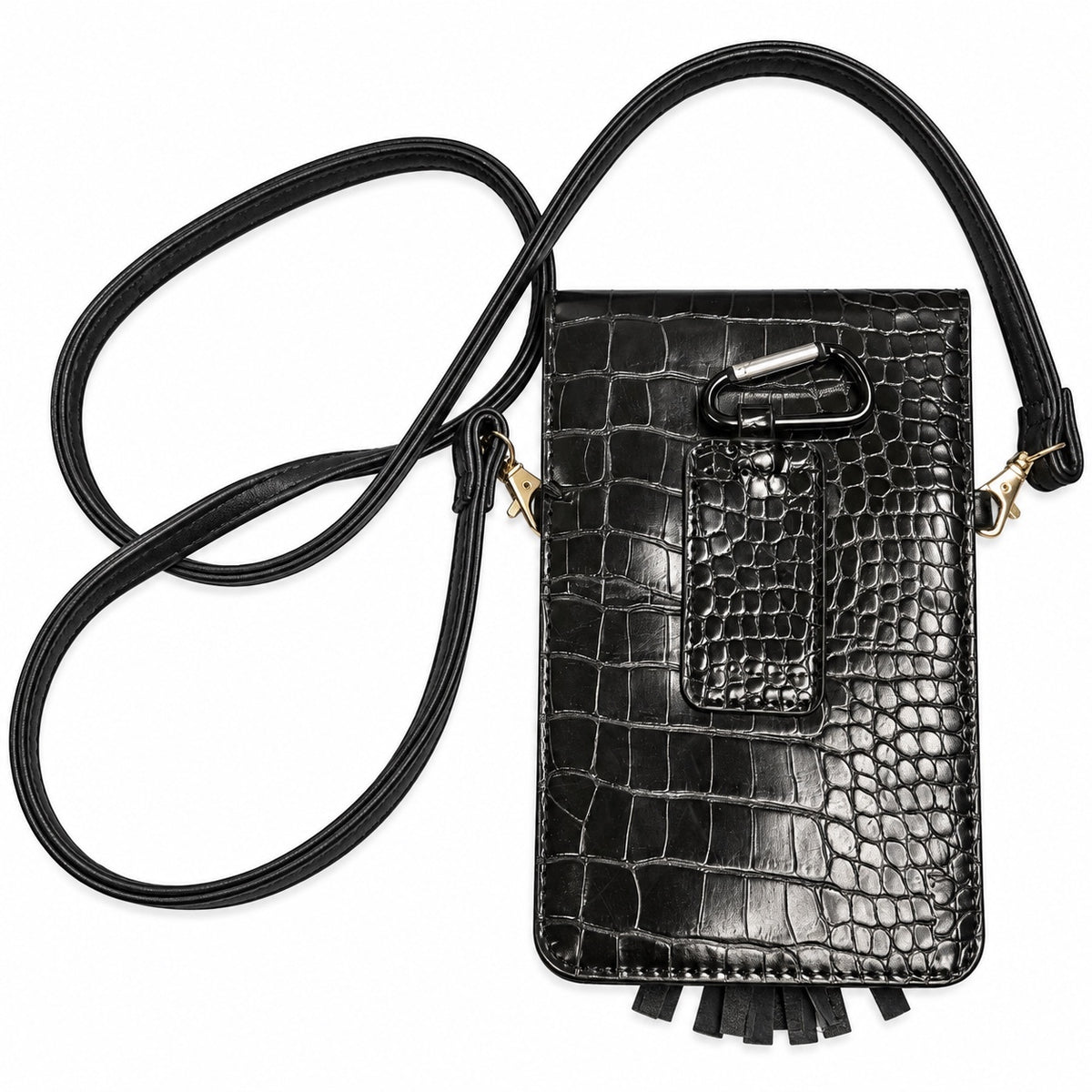 K. Carroll Harper Black  Small Crossbody Croc Bag