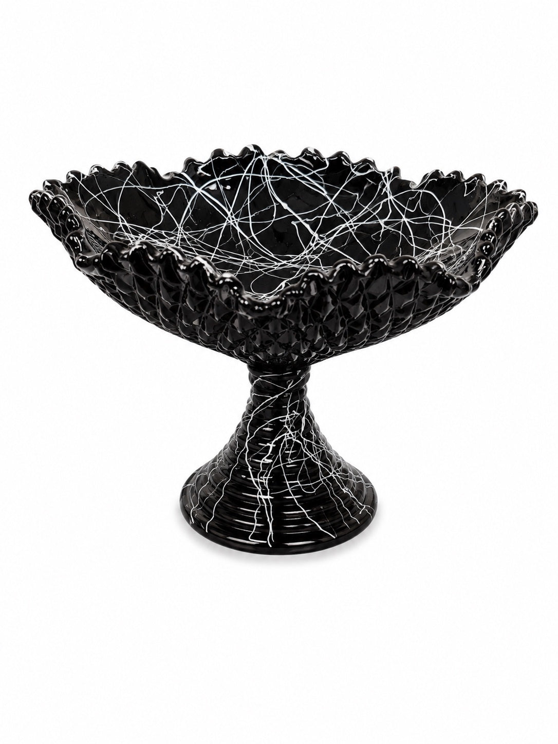 Black w/ White Webbed Dessign Deccorative Dish