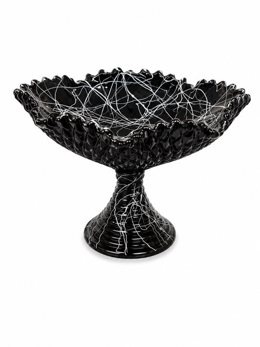 Black w/ White Webbed Dessign Deccorative Dish