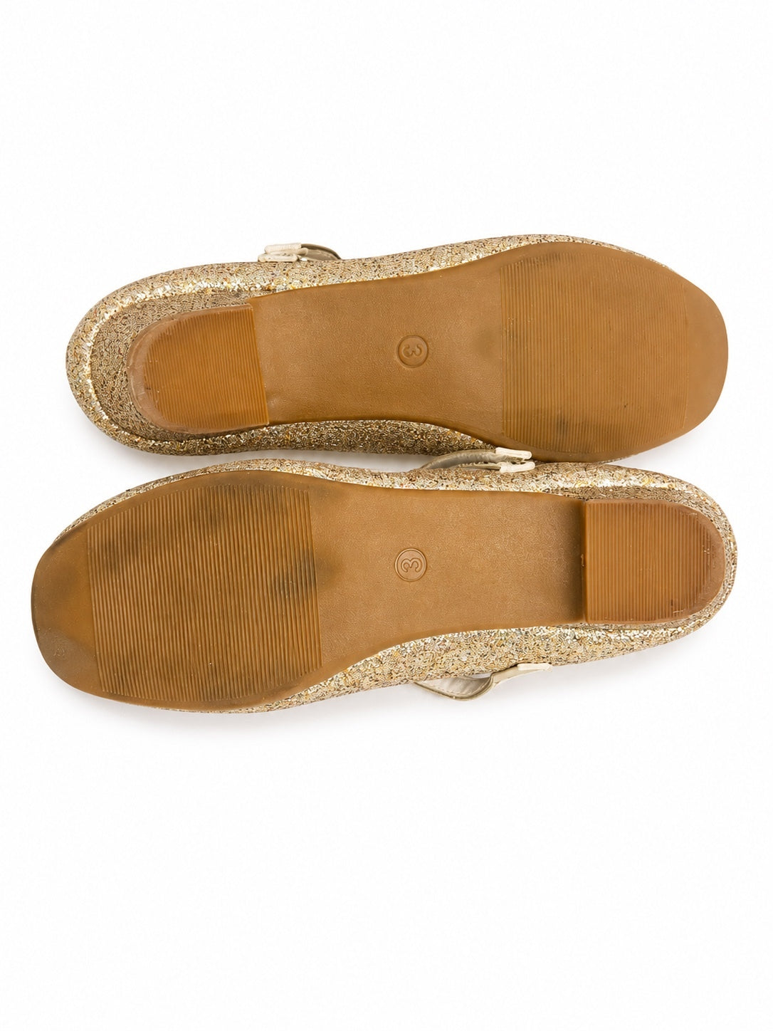Furdeour Gold Sparkle & Bow Closed Toe Shoes (Child's Size 3)
