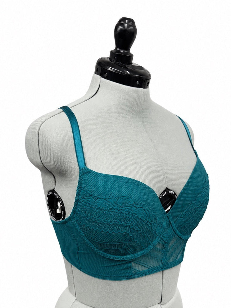 Auden Blue Lightly Lined Demi  Long Lined Bra  (34D)