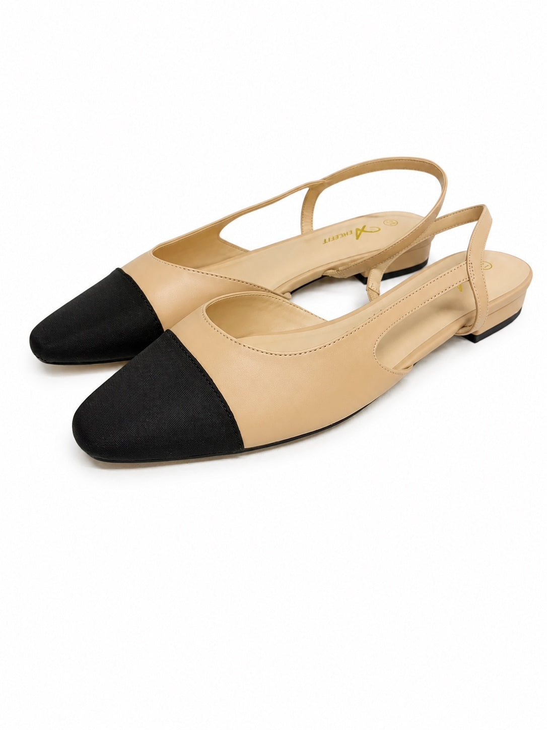 Athlefit Nude and Black Closed Toe Slingback Shoes (W 11)