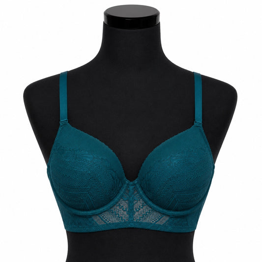 Auden Blue Lightly Lined Demi  Long Lined Bra  (32B)