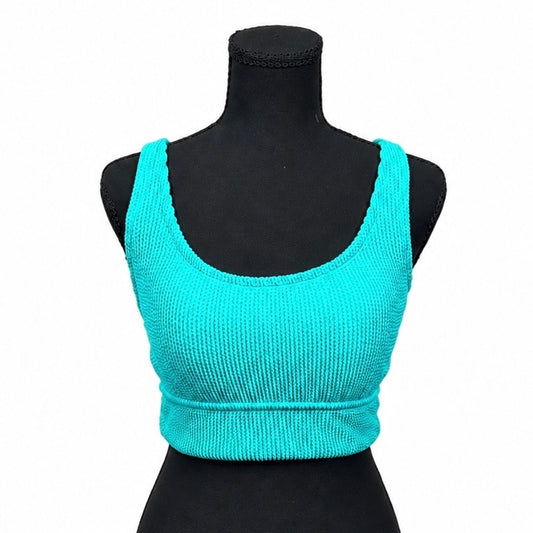 Kona Sol Teal Pucker Textured Bikini Top (M)