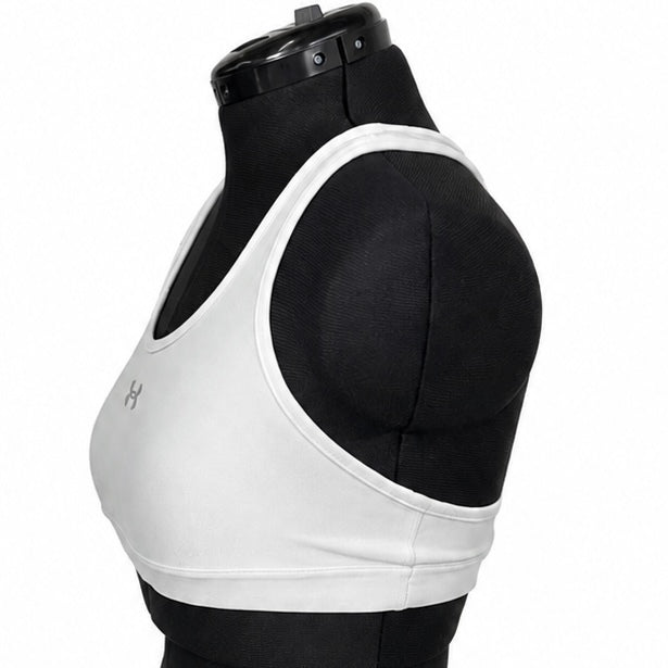 Under Armour White & Silver Metallic Logo Pullover Racerback Sports Bra (XL)