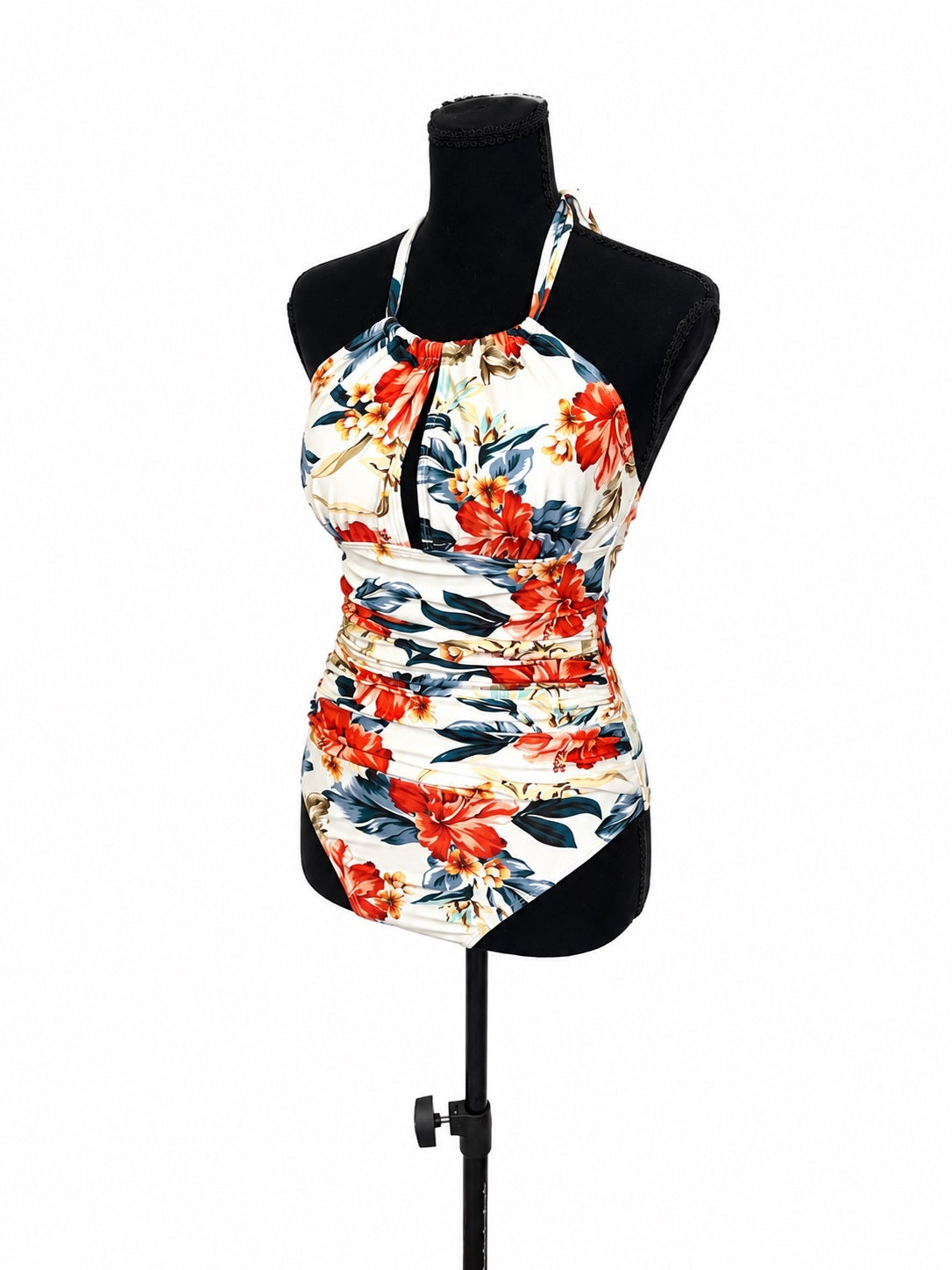 B2Prity White and Colorful Floral One Piece Swimsuit (M)