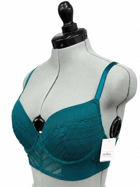 Auden Blue Lightly Lined Demi  Long Lined Bra  (34D)