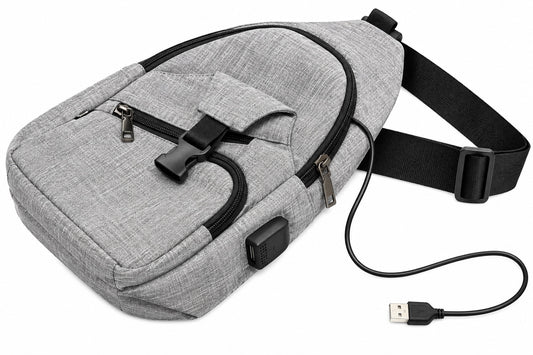 Nupouch Gray & Black Anti-Theft Crossbody USB-Charging Sling Backpack