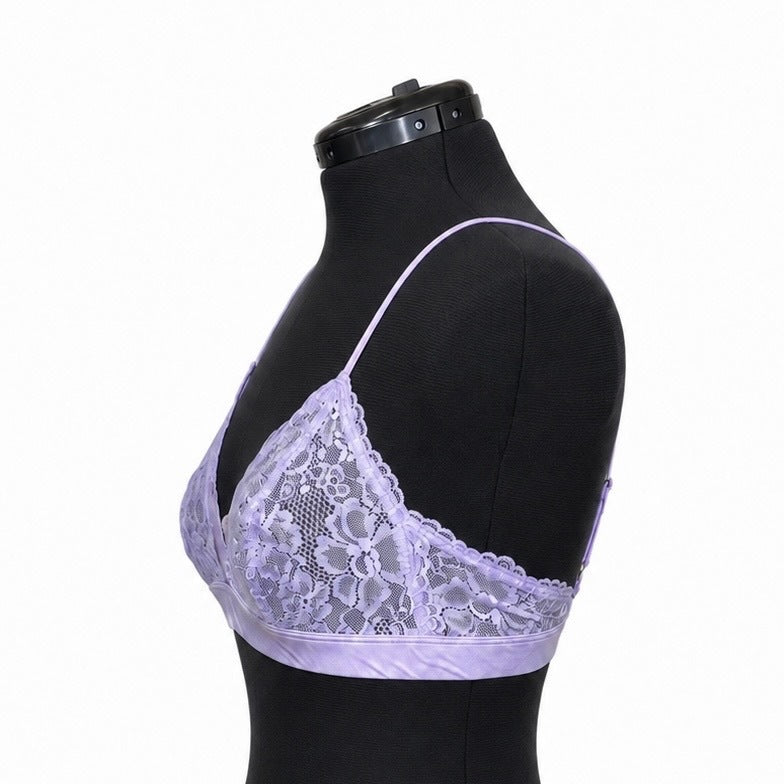 Savage X Fenty Lavender Floral & Mesh Lace Bralette (XL)