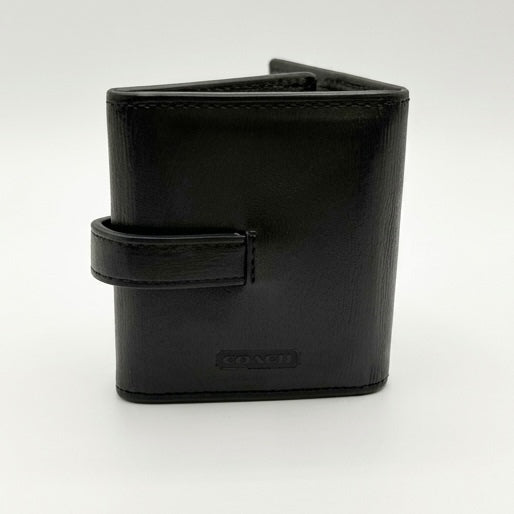 Coach Black Leather Mini Trifold Leather Wallet