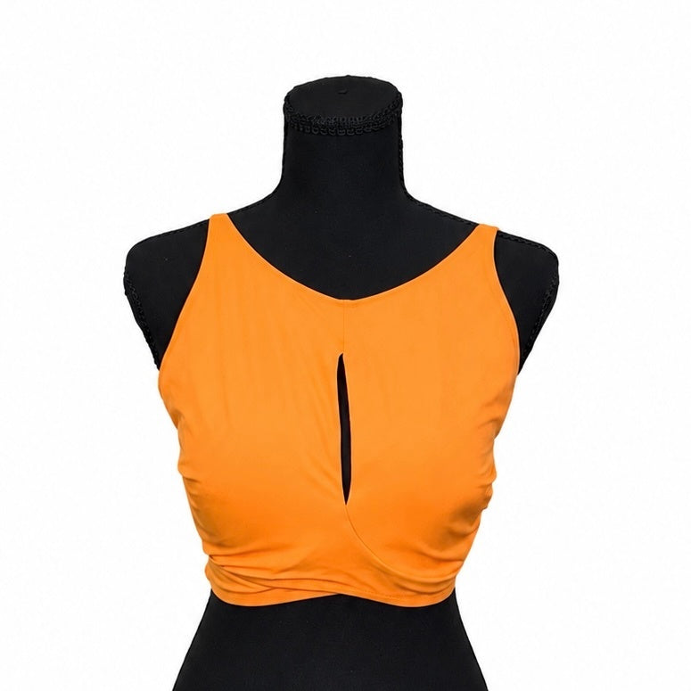 Shade & Shore Orange High Neck Swim Top with Removable Pads (36D)
