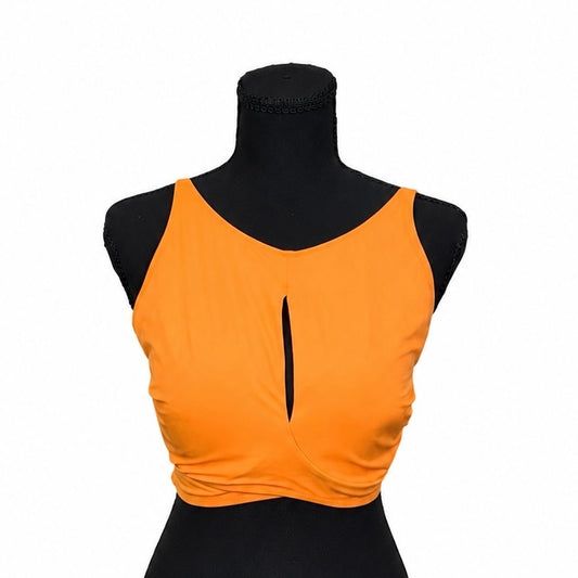 Shade & Shore Orange High Neck Swim Top with Removable Pads (36D)