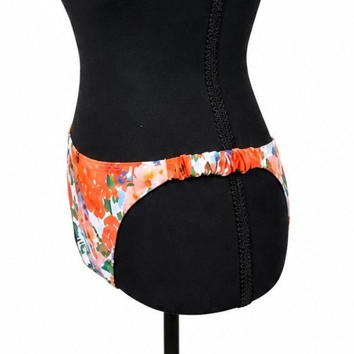 Orange, Green & Blue Watercolor Floral Bikini Bottom (XL)
