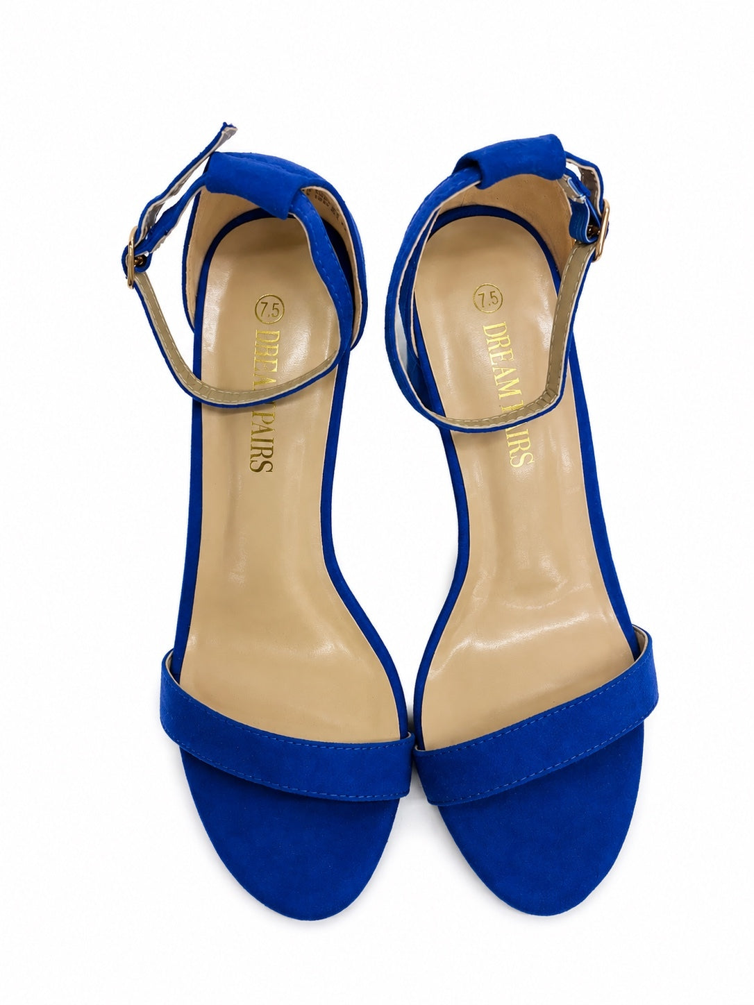 Dream Paris Blue Chunk Low Heel Open Toe Pumps (US Women's 7.5)