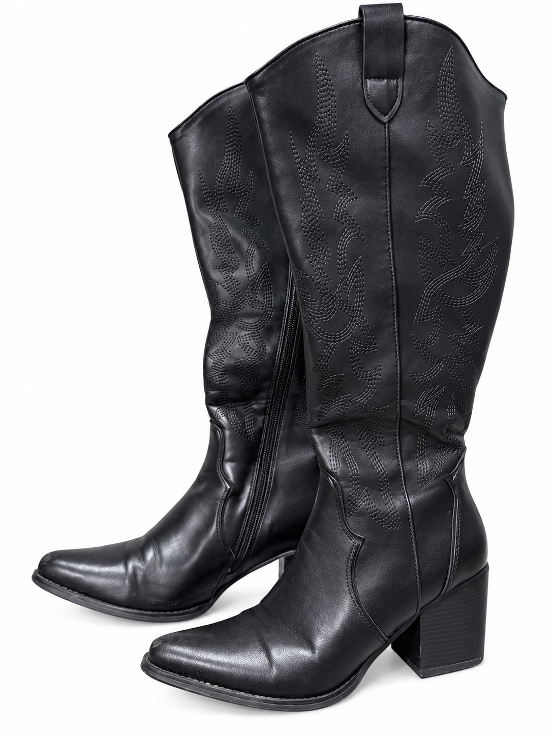 Dream Paris Black Dallas Embroidered Western Cowboy Knee High Boots