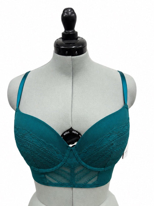 Auden Blue Lightly Lined Demi  Long Lined Bra  (34D)