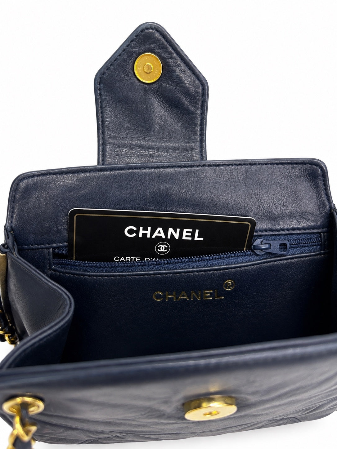 Chanel Vintage Dark Navy Quilted Leather Shoulder Bag