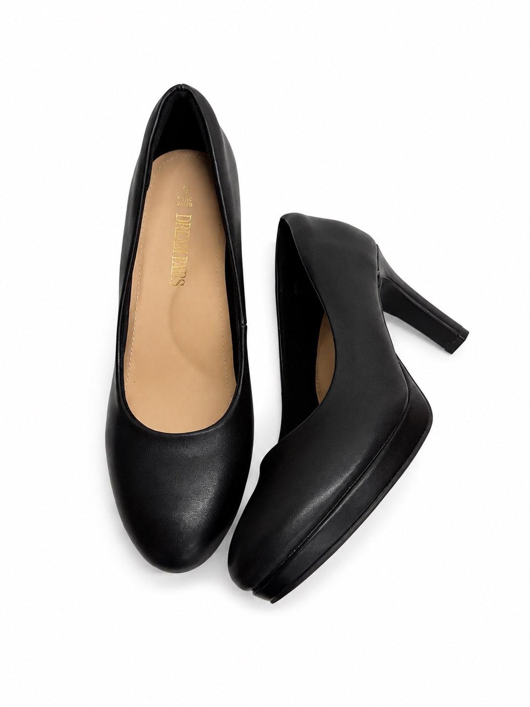 Dream Paris Black Closed Toe Heels (W 8)