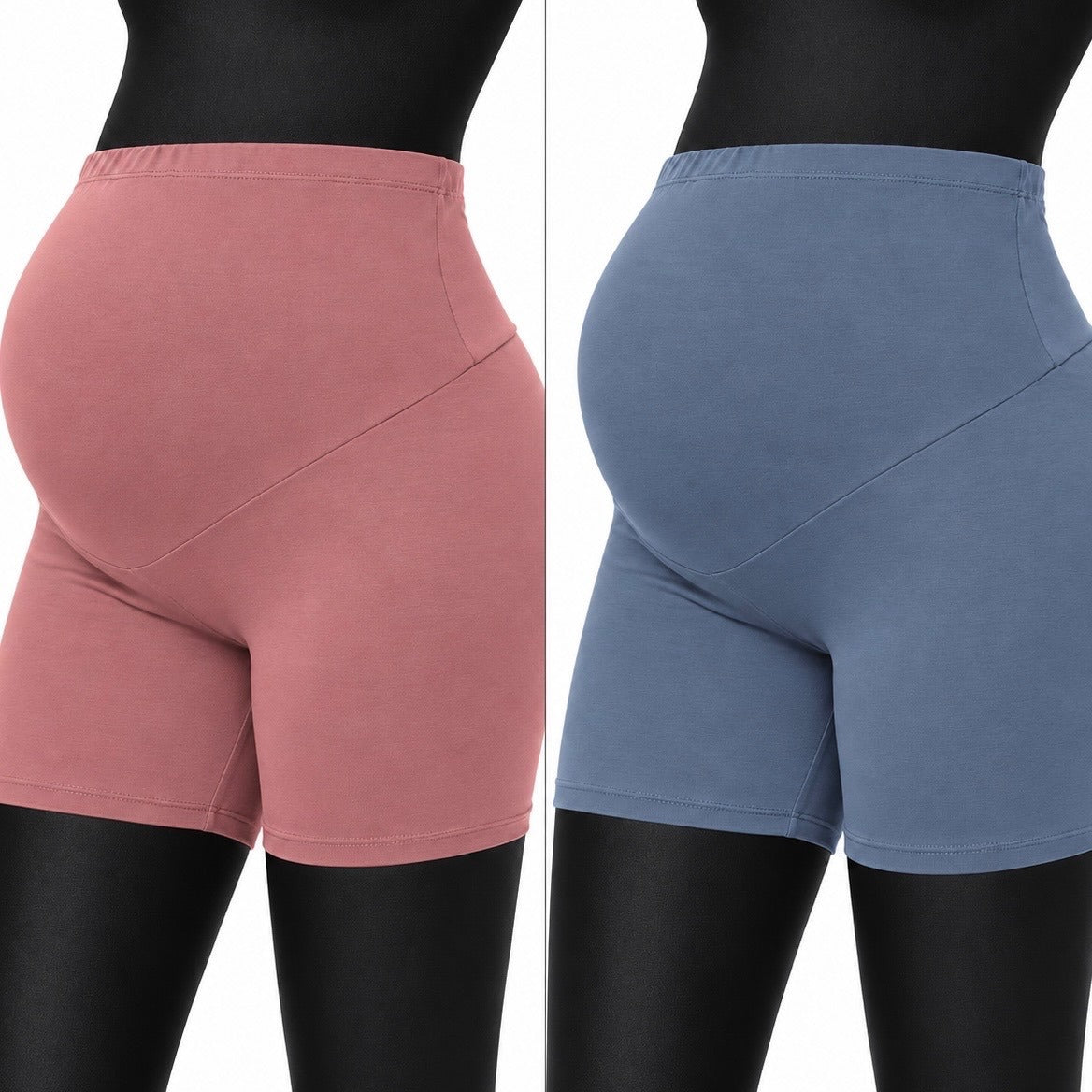 Dalavch Dusty Blue & Pink Maternity Biker Yoga Shorts (XXL)