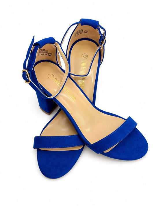 Dream Paris Blue Chunk Low Heel Open Toe Pumps (US Women's 7.5)