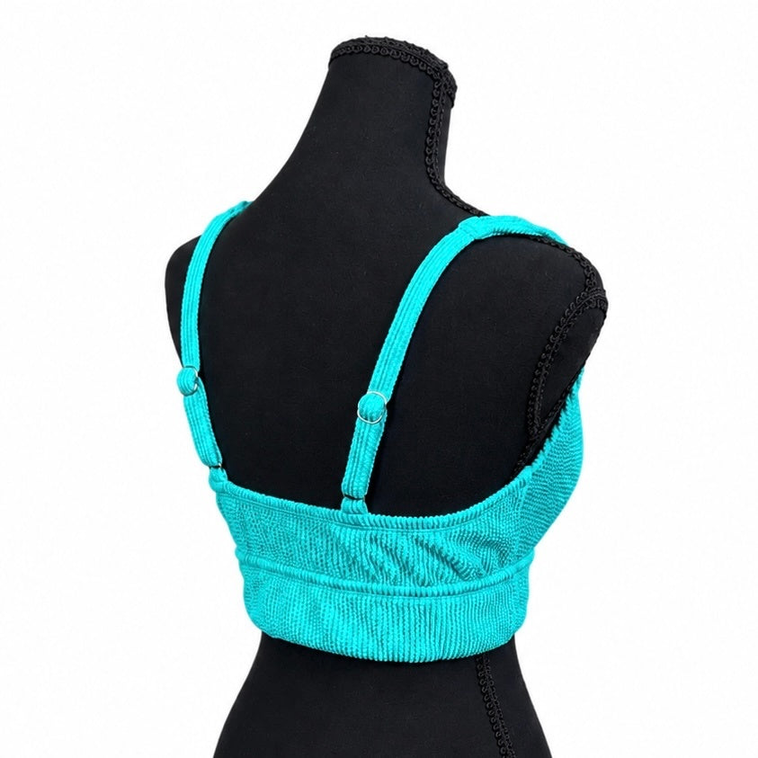 Kona Sol Teal Pucker Textured Bikini Top (M)
