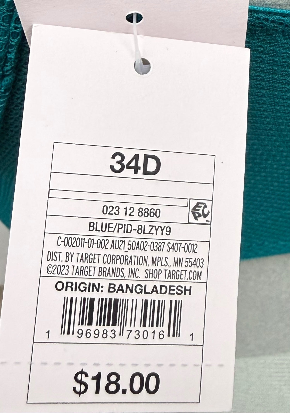 Auden Blue Lightly Lined Demi  Long Lined Bra  (34D)