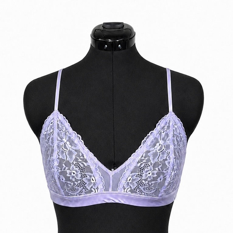 Savage X Fenty Lavender Floral & Mesh Lace Bralette (XL)